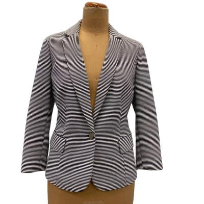 Banana Republic Womens  Size 14 Striped Navy Blue / White Jacket