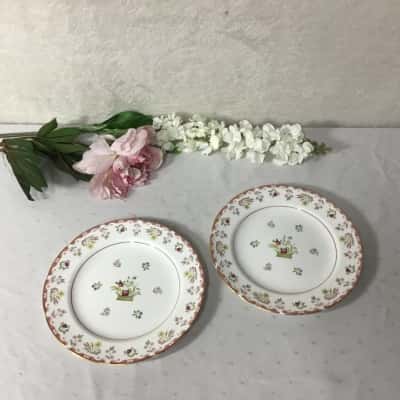 Set of 2 Wedgwood Bianca Williamsburg Floral Bone China Salad Plates