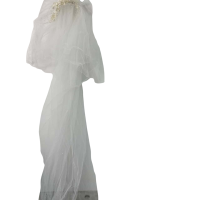 Bridal veil very long train diamantés scattered all over detachable head dress