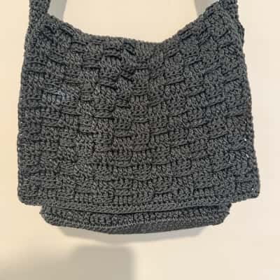 The Sak.  Charcoal Grey Crochet Shoulder Bag.  