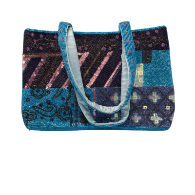 90's Multicolour Beaded Patchwork Tote — Retro & Unique