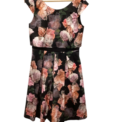 Review Womens  Size 12 Party Dress Black  / Floral Roses