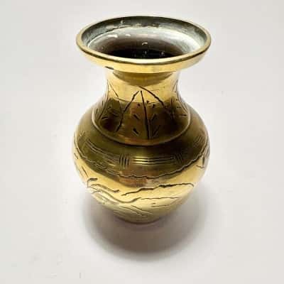 Gorgeous Little Ornamental Brass Vase Approx 10cm