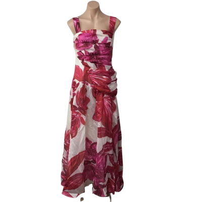 Sheike Womens Size 14 White / Pink / Red Floral Sleeveless Maxi Dress (new)