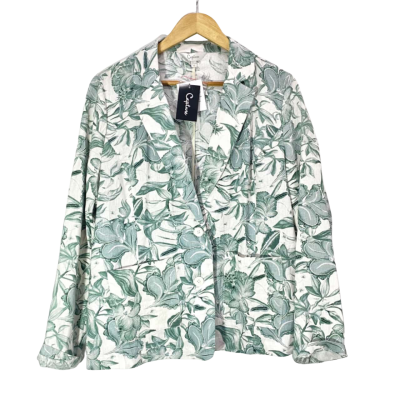 Capture Tropical Floral Print Linen Blazer Size 16 