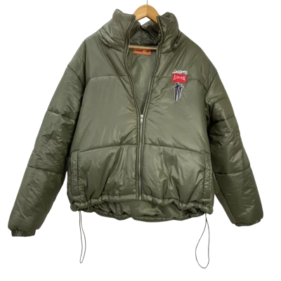 Loiter -  Mens Star Born Puffer Jacket with Chest Embroidery - Size L - Green 