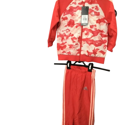 Adidas girls Kids track suit top & bottoms Size 18-24m Sportswear Pattern / Pink  / White 