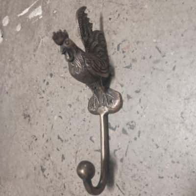 Vintage Solid Brass Chicken/Cock Wall Hook