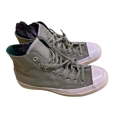 Unisex Converse Size 7 High-Top Canvas Shoes Green / Off White / White 