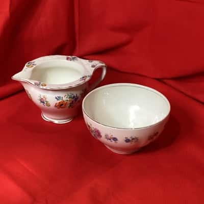 Vintage James Kent Floral Creamer & Sugar Bowl Set