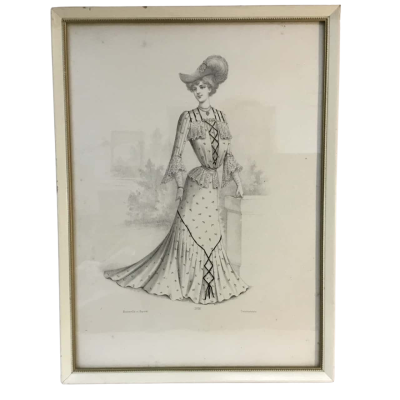 French Print in Frame Dessinateura Approx 26 x 35cm