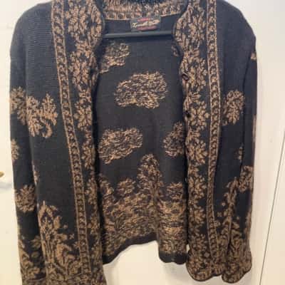 Invisible world Womens  Size L Button-down Cardigan Black  / Brown 