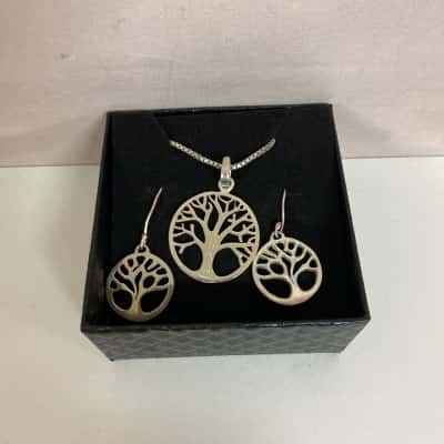925 Tree of Life Earrings / Necklace Set