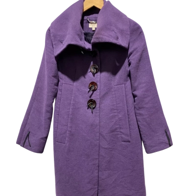 Retro Karen Millen Tailored Womens High collar Size 10 Winter Coat Purple 