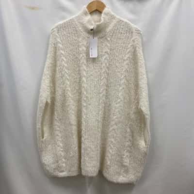 W. Lane Women's Size L / XL Poncho Style Jumper Off White RRP$150