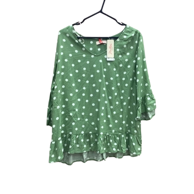 Millers Womens Size 12 Green Polka Dot Frill Hem Top