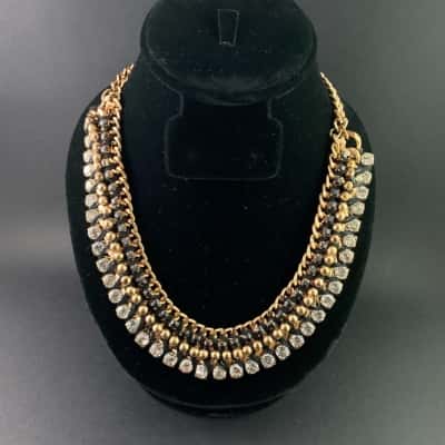 Gold & white collar necklace jewellery  