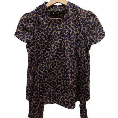 Cue Womens  Size 8 Blouse Blue / Brown 