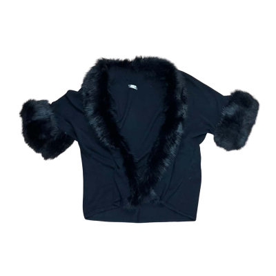 Ruby Rain Black Faux Fur Long Cardigan
