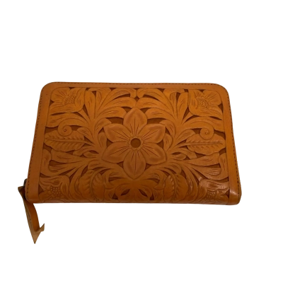 Floral Leather Zip-around Wallet