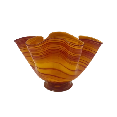Orange Art Glass Wide Vase