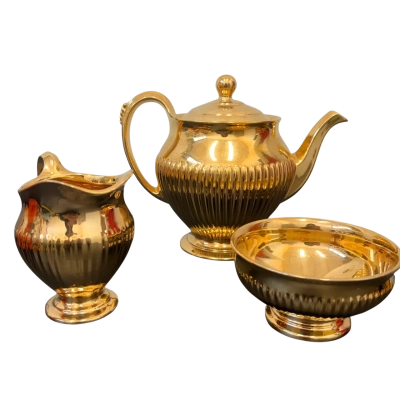 Royal Winton Golden Age Teapot, Creamer and Open Sugar Bowl