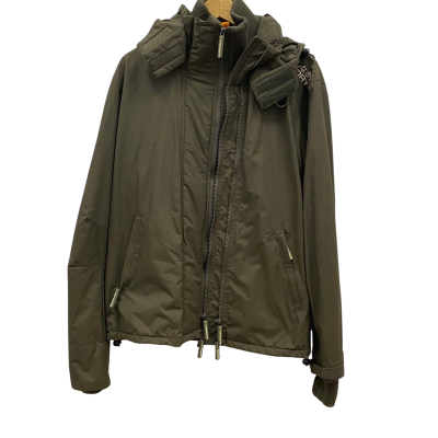 Superdry Women's Size L Windbreaker Jacket With Hoodie Khaki 