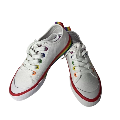 Volley Womens US Size 7 White / Rainbow Trim Lace up Sneakers (new)