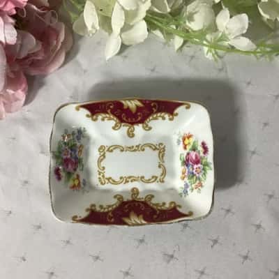 Vintage Royal Albert “Canterbury” Floral Pattern Rectangular Bone China Trinket Dish