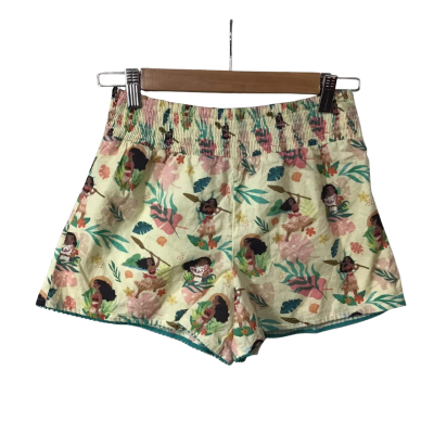 Disney Girls Size 9/10 Yellow Multicoloured Moana Character Pattern Shorts (new)