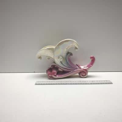 Vintage Iridescent Pink Scroll Wave Pearl Lustre Ceramic Vase 25cm