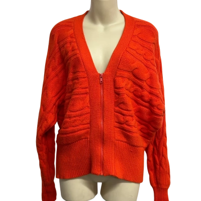Cue Womens Size M Orange Zip Up Cardigan  