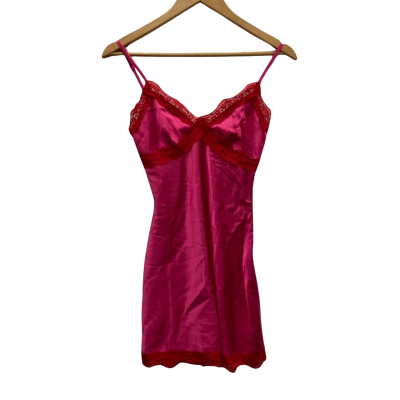 White Fox Womens  Size S SLIP DRESS Mini / Shoestring Strap Hot Pink  