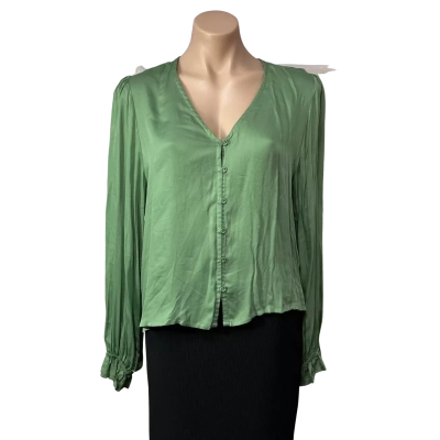 Jeanswest Womens Size 14 Sage Green Button up Long Sleeve Top (new)