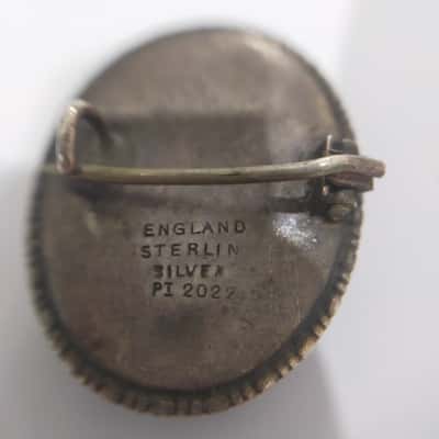 Vintage Reverse Painted Sterling Silver Brooch AS IS