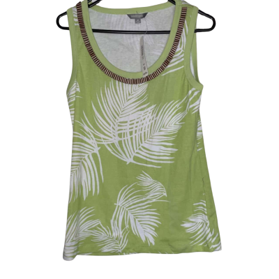 Suzannegrae Women's Size M Singlet Top Lime Green-White 