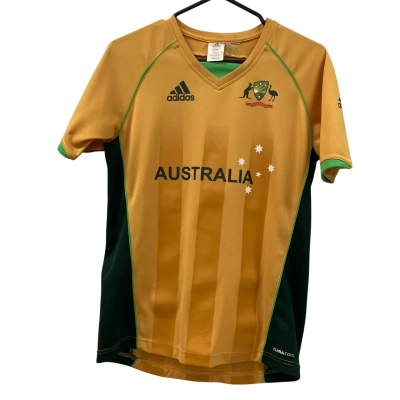 Adidas Boys Australia Size 14 Sport Top / T-Shirt Gold / Green 