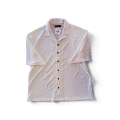 Sampson and Taylor Mens Size XL Short Sleeve 'declan' texture shirt Ivory New with Tag