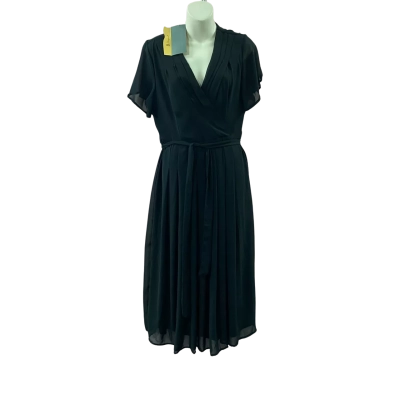 Liz Jordan Tie Waist Dress Size 14 Black  