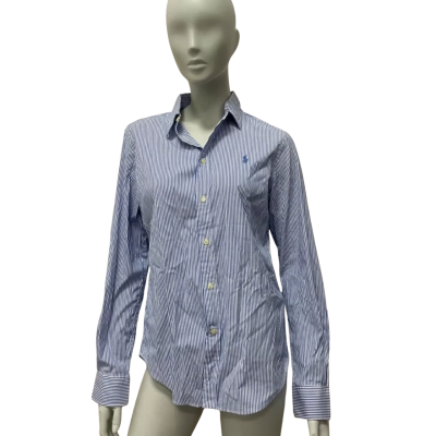 Ralph Lauren Womens  Size 8 Long Sleeve Shirt Blue / White 