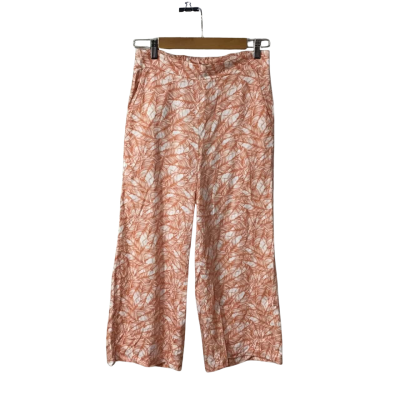 Emerge Womens Size 16 Orange / White Leaf Pattern Cropped Pants