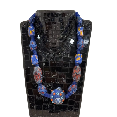Unique Chunky Glass Beaded Necklace w/ Matte Finish
