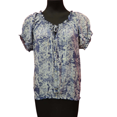 Colorado Womens  Size S Blue Silk Shirt with Light Shirring