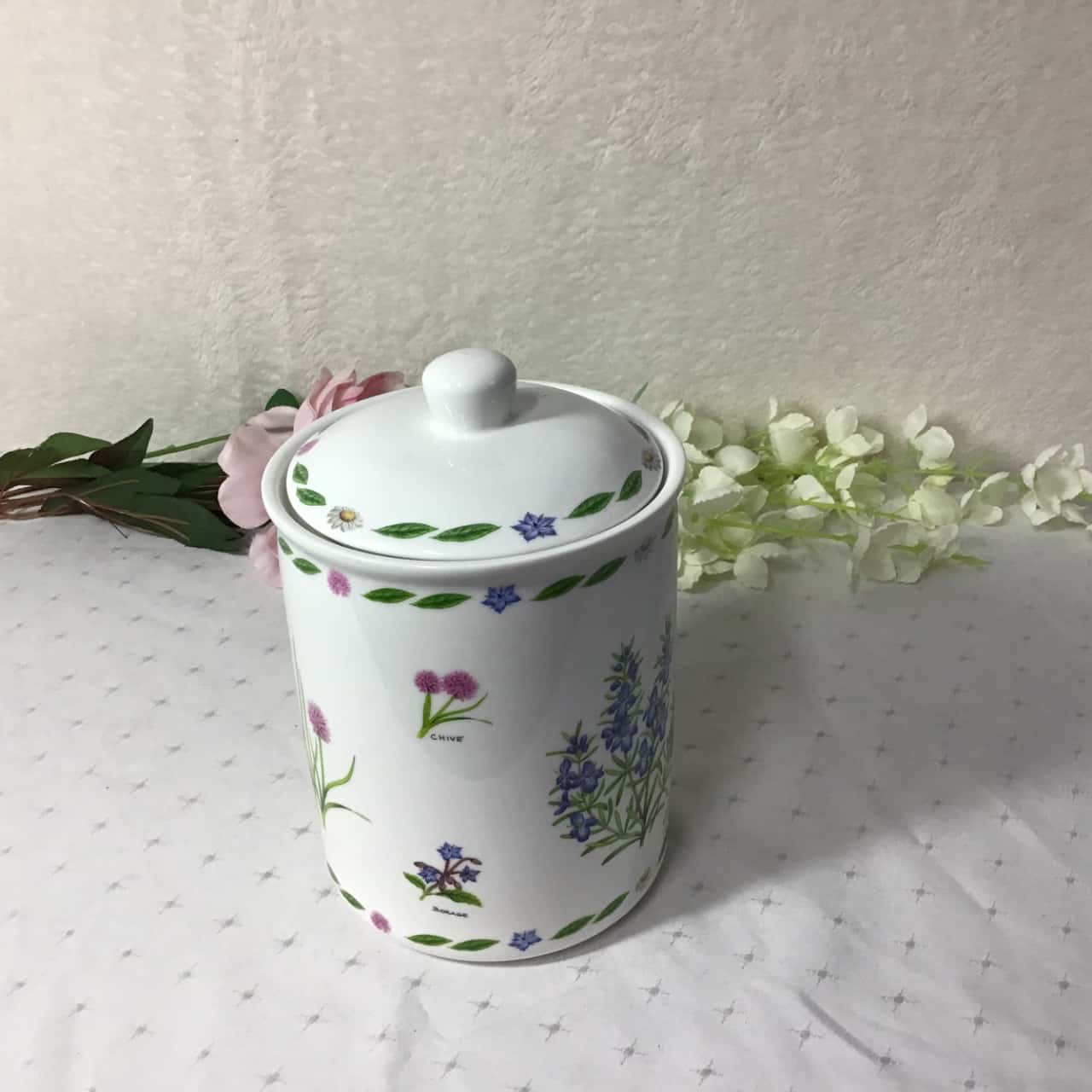 Kent Pottery Herb Garden Collection Porcelain Biscuit Cannister