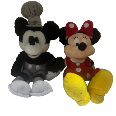 Mickey and Minnie Mouse Plushie Set - B&W Mickey