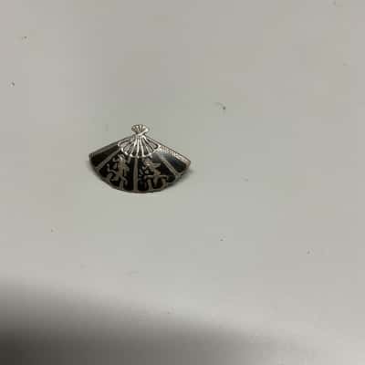 Women’s Siam Niello  fan brooch  sterling Silver and black 