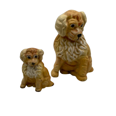 2x Vintage Cast Iron Staffordshire Dog Door Stops