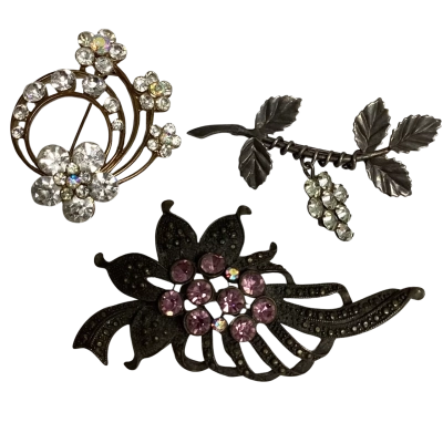 Collection of 3 Vintage Costume Brooches 