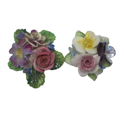 English Womens Flower Brooch x2 Multicoloured 