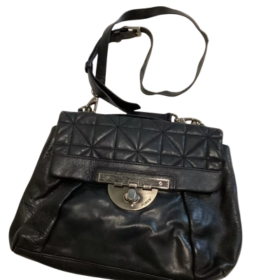 MIMCO Leather Crossbody Satchel Handbag – Gunmetal Turnlock Clasp